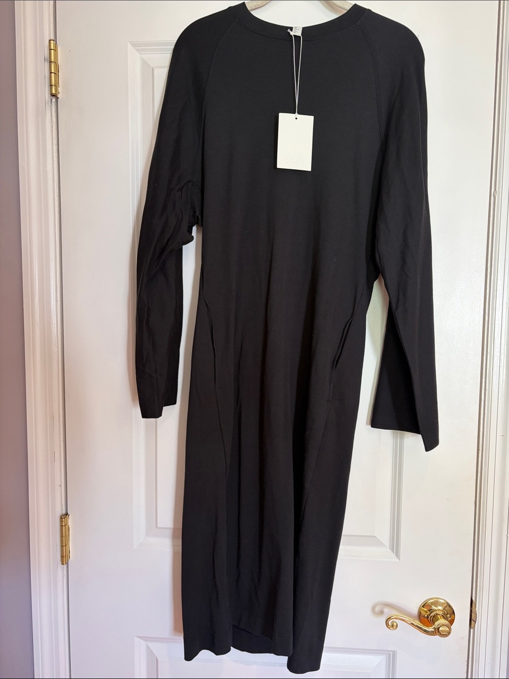 COS Black Long-Sleeve Midi Dress